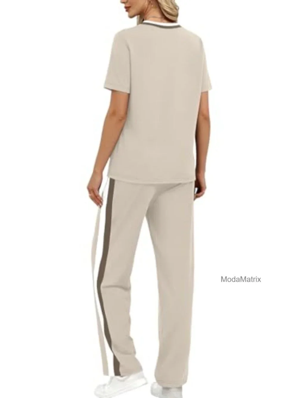 2 Piece Lounge Set for Women Short Sleeve Top Wide Leg Pants with Pockets